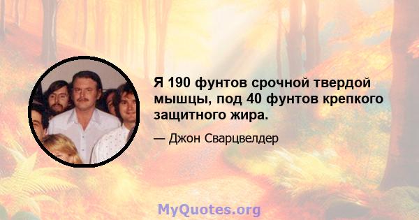 Я 190 фунтов срочной твердой мышцы, под 40 фунтов крепкого защитного жира.