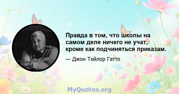 Правда в том, что школы на самом деле ничего не учат, кроме как подчиняться приказам.