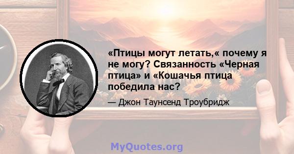 «Птицы могут летать,« почему я не могу? Связанность «Черная птица» и «Кошачья птица победила нас?