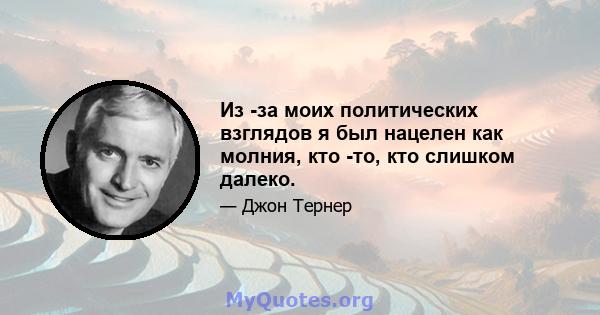 Из -за моих политических взглядов я был нацелен как молния, кто -то, кто слишком далеко.