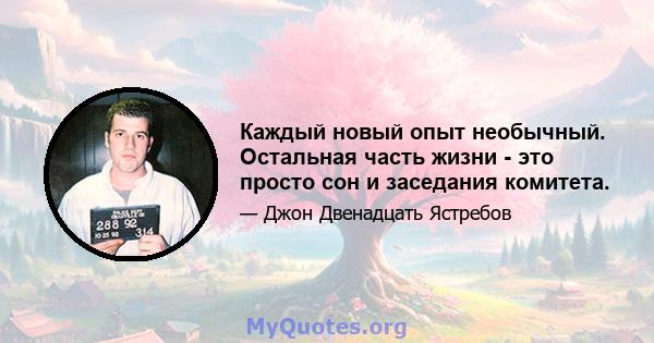 Каждый новый опыт необычный. Остальная часть жизни - это просто сон и заседания комитета.