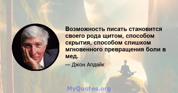 Возможность писать становится своего рода щитом, способом скрытия, способом слишком мгновенного превращения боли в мед.