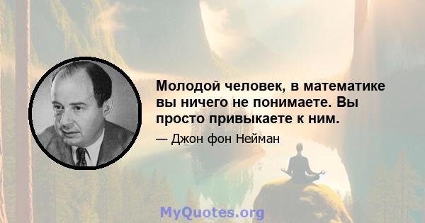 Молодой человек, в математике вы ничего не понимаете. Вы просто привыкаете к ним.