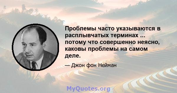 Проблемы часто указываются в расплывчатых терминах ... потому что совершенно неясно, каковы проблемы на самом деле.