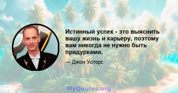 Истинный успех - это выяснить вашу жизнь и карьеру, поэтому вам никогда не нужно быть придурками.