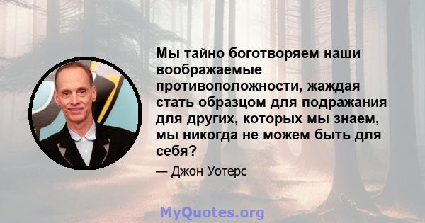 Мы тайно боготворяем наши воображаемые противоположности, жаждая стать образцом для подражания для других, которых мы знаем, мы никогда не можем быть для себя?