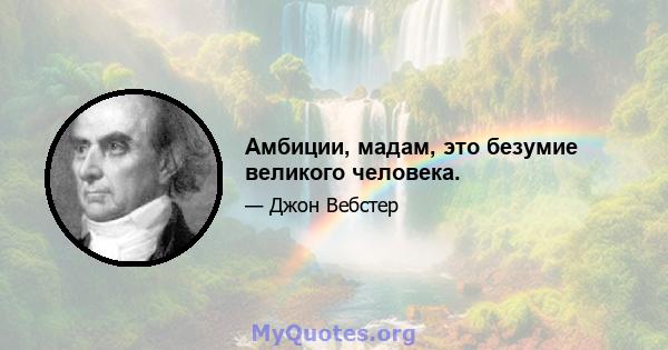 Амбиции, мадам, это безумие великого человека.