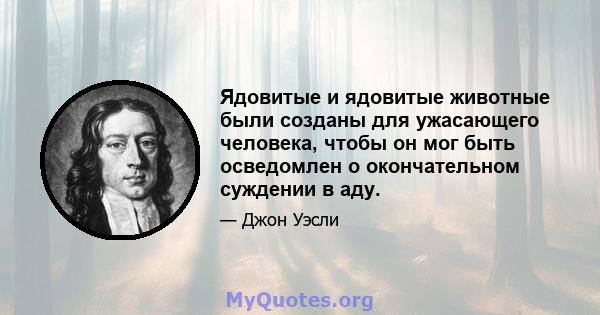 Ядовитые и ядовитые животные были созданы для ужасающего человека, чтобы он мог быть осведомлен о окончательном суждении в аду.