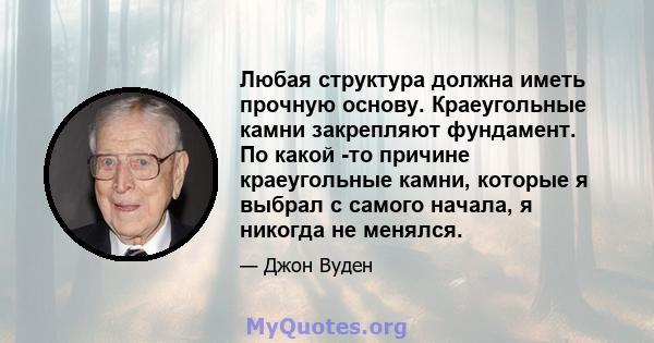 Любая структура должна иметь прочную основу. Краеугольные камни закрепляют фундамент. По какой -то причине краеугольные камни, которые я выбрал с самого начала, я никогда не менялся.