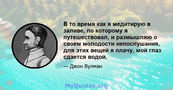 В то время как я медитирую в заливе, по которому я путешествовал, и размышляю о своем молодости непослушания, для этих вещей я плачу, мой глаз сдается водой.