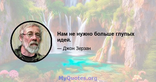 Нам не нужно больше глупых идей.