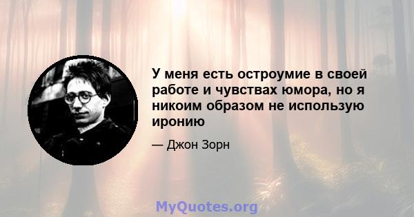 У меня есть остроумие в своей работе и чувствах юмора, но я никоим образом не использую иронию