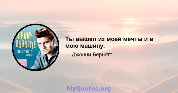 Ты вышел из моей мечты и в мою машину.