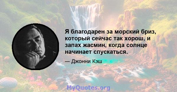 Я благодарен за морский бриз, который сейчас так хорош, и запах жасмин, когда солнце начинает спускаться.