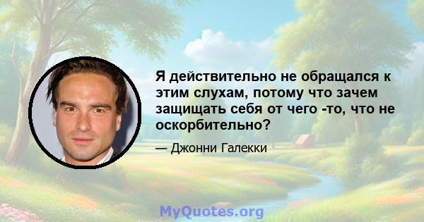 Я действительно не обращался к этим слухам, потому что зачем защищать себя от чего -то, что не оскорбительно?