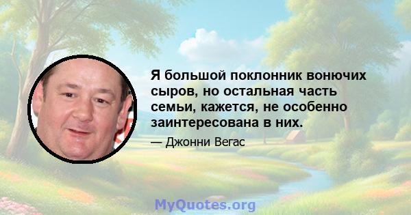 Я большой поклонник вонючих сыров, но остальная часть семьи, кажется, не особенно заинтересована в них.