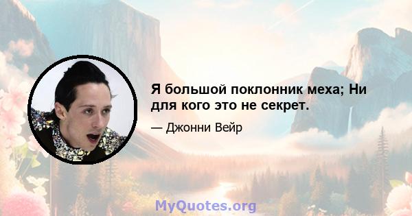 Я большой поклонник меха; Ни для кого это не секрет.