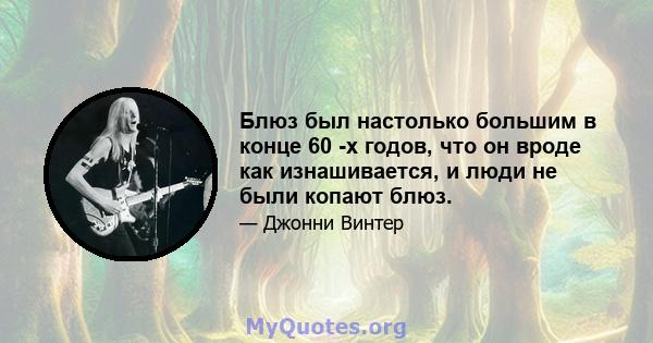 Блюз был настолько большим в конце 60 -х годов, что он вроде как изнашивается, и люди не были копают блюз.