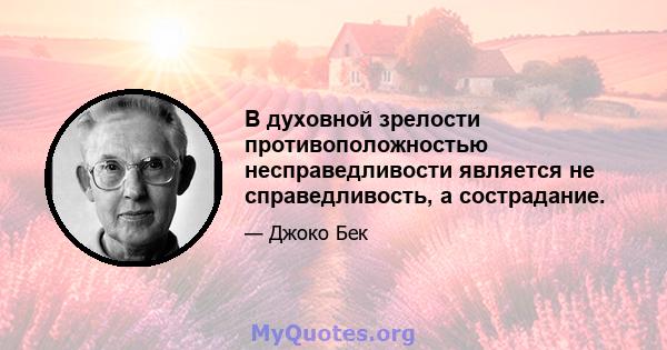 В духовной зрелости противоположностью несправедливости является не справедливость, а сострадание.