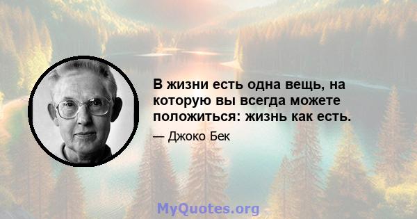 В жизни есть одна вещь, на которую вы всегда можете положиться: жизнь как есть.