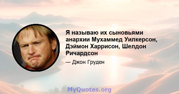 Я называю их сыновьями анархии Мухаммед Уилкерсон, Дэймон Харрисон, Шелдон Ричардсон