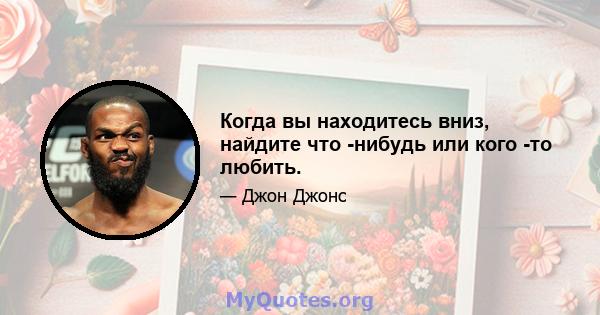 Когда вы находитесь вниз, найдите что -нибудь или кого -то любить.