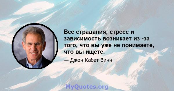 Все страдания, стресс и зависимость возникает из -за того, что вы уже не понимаете, что вы ищете.