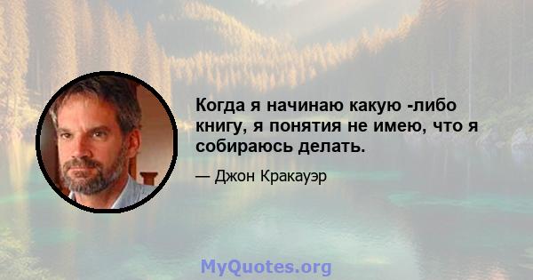 Когда я начинаю какую -либо книгу, я понятия не имею, что я собираюсь делать.