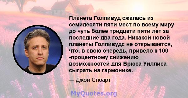 Планета Голливуд сжалась из семидесяти пяти мест по всему миру до чуть более тридцати пяти лет за последние два года. Никакой новой планеты Голливудс не открывается, что, в свою очередь, привело к 100 -процентному