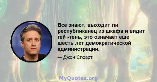 Все знают, выходит ли республиканец из шкафа и видит гей -тень, это означает еще шесть лет демократической администрации.