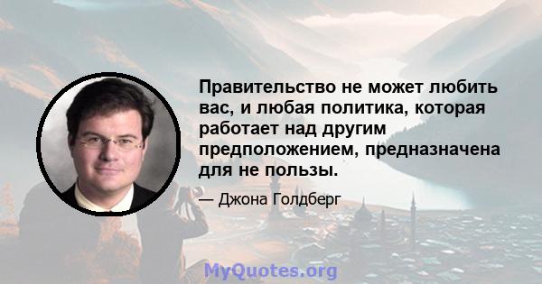 Правительство не может любить вас, и любая политика, которая работает над другим предположением, предназначена для не пользы.