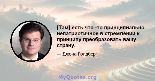 [Там] есть что -то принципиально непатриотичное в стремлении к принципу преобразовать вашу страну.