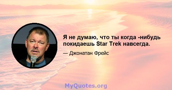 Я не думаю, что ты когда -нибудь покидаешь Star Trek навсегда.