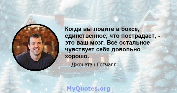 Когда вы ловите в боксе, единственное, что пострадает, - это ваш мозг. Все остальное чувствует себя довольно хорошо.