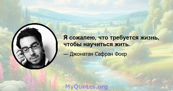 Я сожалею, что требуется жизнь, чтобы научиться жить.