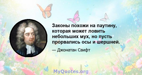 Законы похожи на паутину, которая может ловить небольших мух, но пусть прорвались осы и шершней.