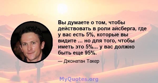 Вы думаете о том, чтобы действовать в роли айсберга, где у вас есть 5%, которые вы видите ... но для того, чтобы иметь это 5%... у вас должно быть еще 95%.