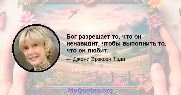 Бог разрешает то, что он ненавидит, чтобы выполнить то, что он любит.