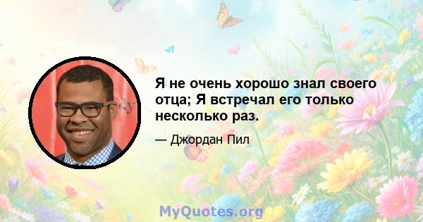 Я не очень хорошо знал своего отца; Я встречал его только несколько раз.