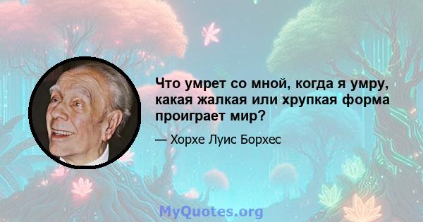 Что умрет со мной, когда я умру, какая жалкая или хрупкая форма проиграет мир?