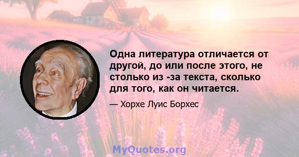 Одна литература отличается от другой, до или после этого, не столько из -за текста, сколько для того, как он читается.