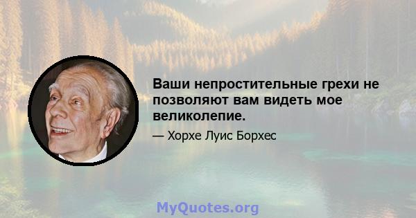 Ваши непростительные грехи не позволяют вам видеть мое великолепие.