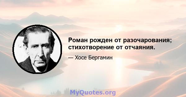 Роман рожден от разочарования; стихотворение от отчаяния.