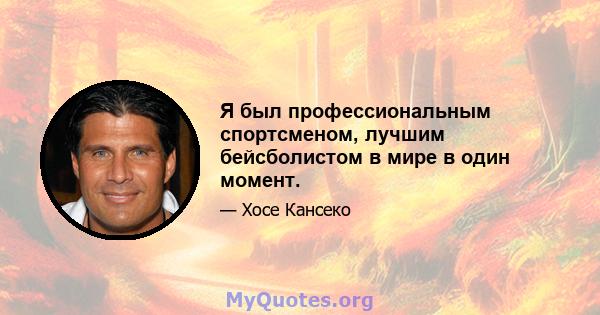 Я был профессиональным спортсменом, лучшим бейсболистом в мире в один момент.