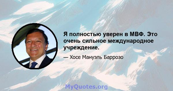 Я полностью уверен в МВФ. Это очень сильное международное учреждение.