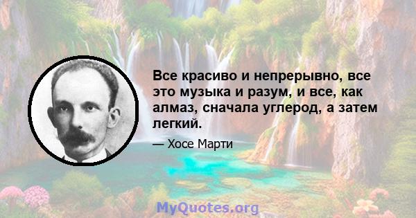 Все красиво и непрерывно, все это музыка и разум, и все, как алмаз, сначала углерод, а затем легкий.