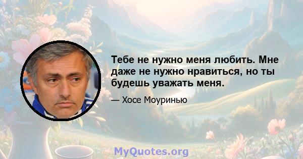 Тебе не нужно меня любить. Мне даже не нужно нравиться, но ты будешь уважать меня.