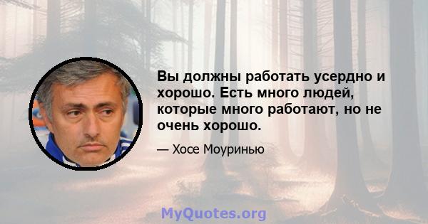 Вы должны работать усердно и хорошо. Есть много людей, которые много работают, но не очень хорошо.