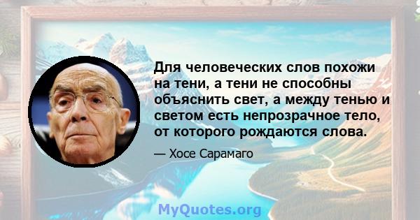 Для человеческих слов похожи на тени, а тени не способны объяснить свет, а между тенью и светом есть непрозрачное тело, от которого рождаются слова.