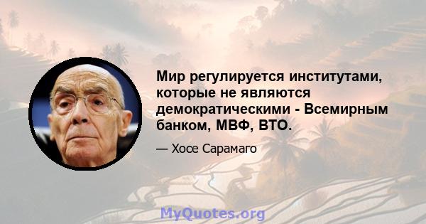 Мир регулируется институтами, которые не являются демократическими - Всемирным банком, МВФ, ВТО.